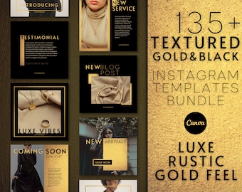 Black Gold Business Instagram Templates, Engagement IG Template, Instagram Content Feed Quotes Luxury Fashion Lashes Nails Hair Beauty Coach