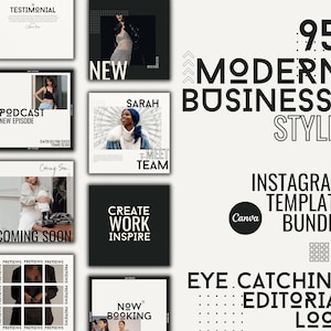 Business Minimal Aesthetic Instagram Templates Posts Stories, Black IG Canva Template, Luxury Social media Engagement, Fashion Coach Blogger