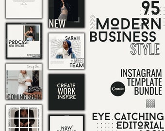 Business Minimal Aesthetic Instagram Templates Posts Stories, Black IG Canva Template, Luxury Social media Engagement, Fashion Coach Blogger