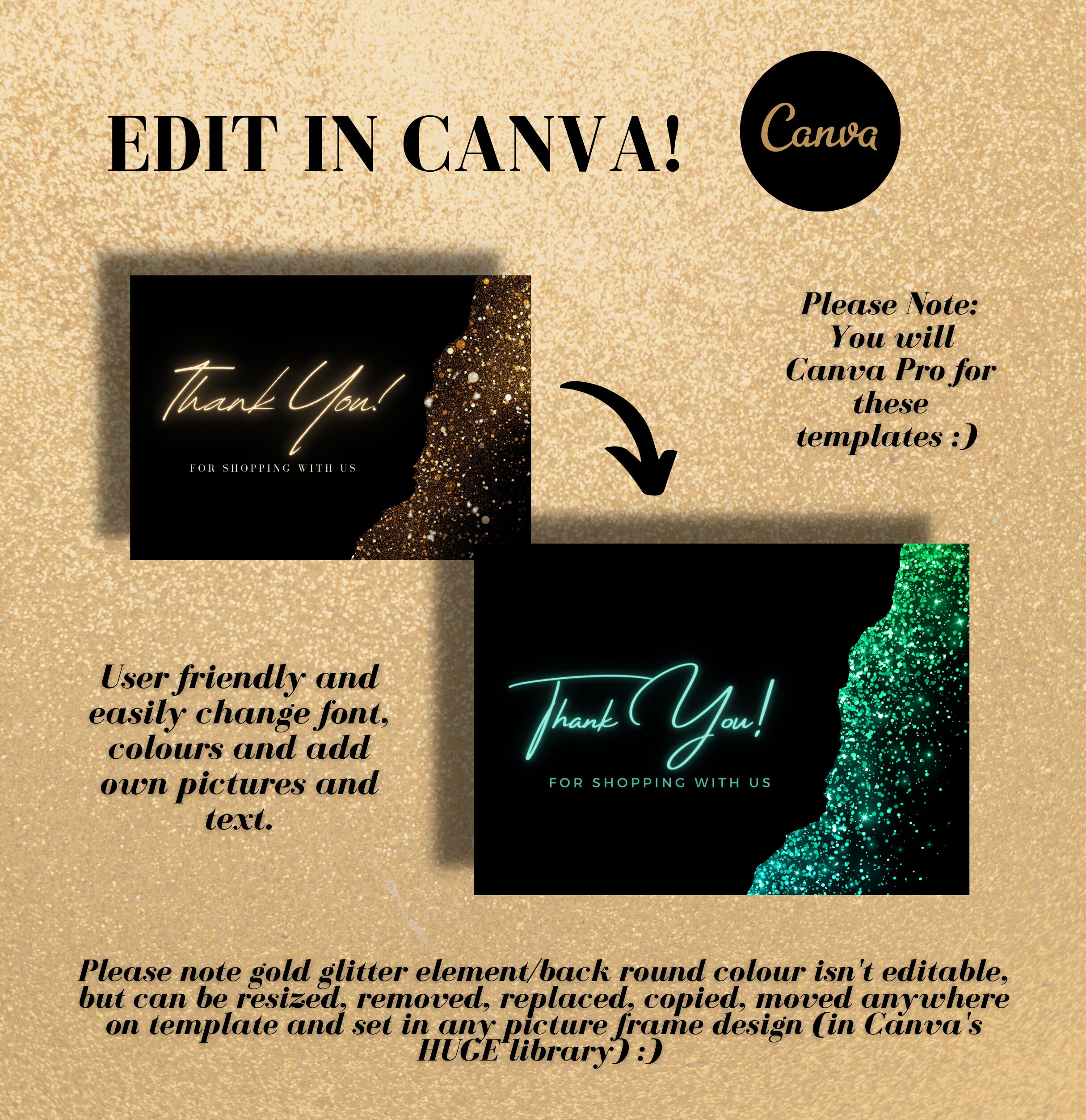 Black & Gold Girl Beauty Branding Kit Canva DIY Editable - Etsy UK