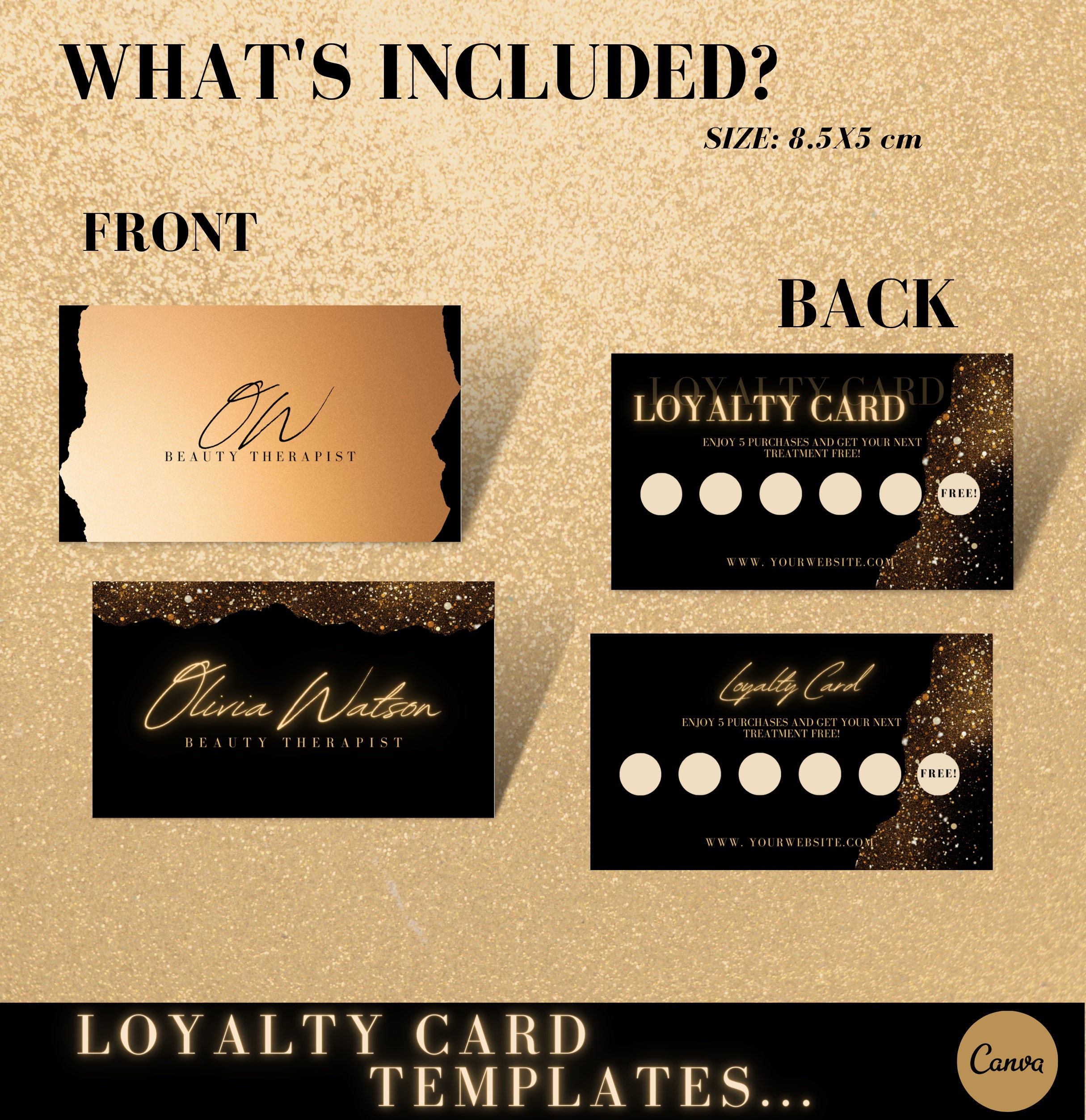 Black & Gold Girl Beauty Branding Kit Canva DIY Editable - Etsy UK