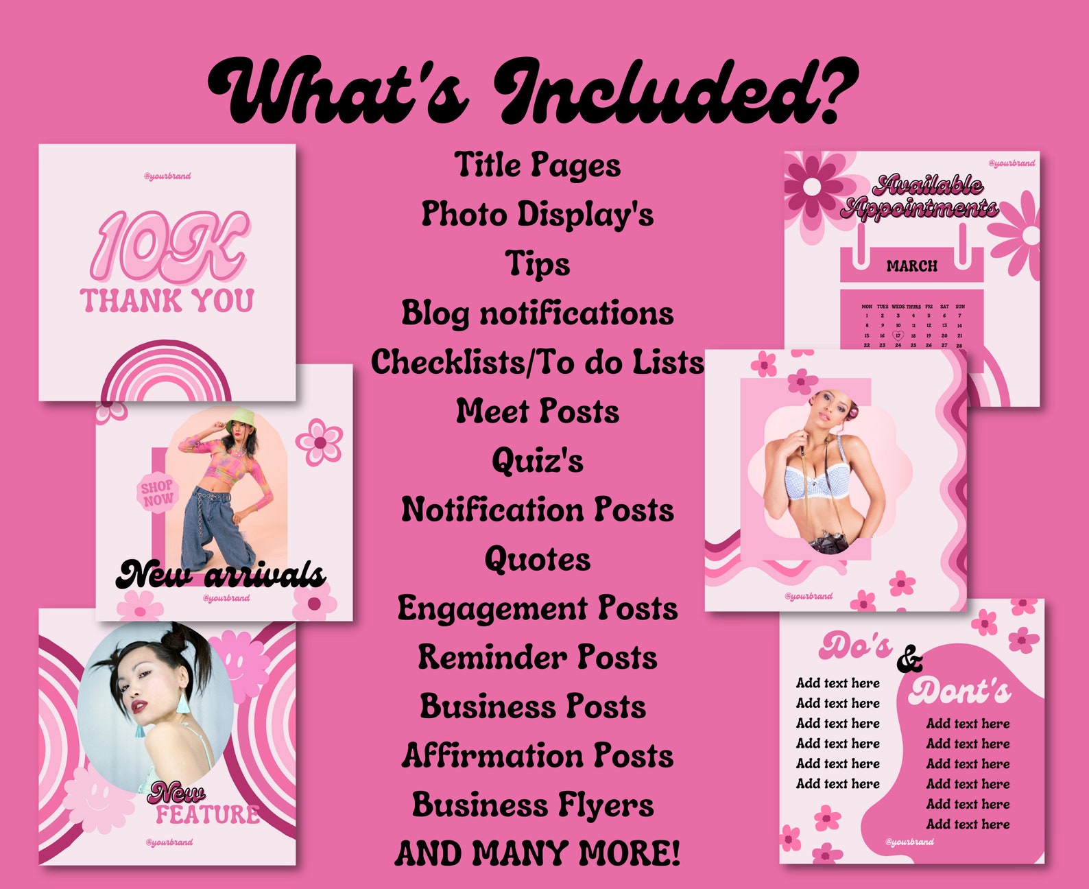 Retro Pink Instagram Template Posts, Canva Templates , Social Media ...