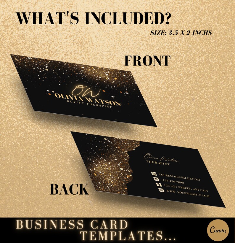 Black & Gold Girl Beauty Branding Kit Canva, DIY Editable Templates ...