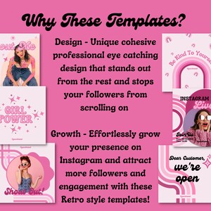 Retro Pink Instagram Template Posts, Canva Templates , Social Media ...