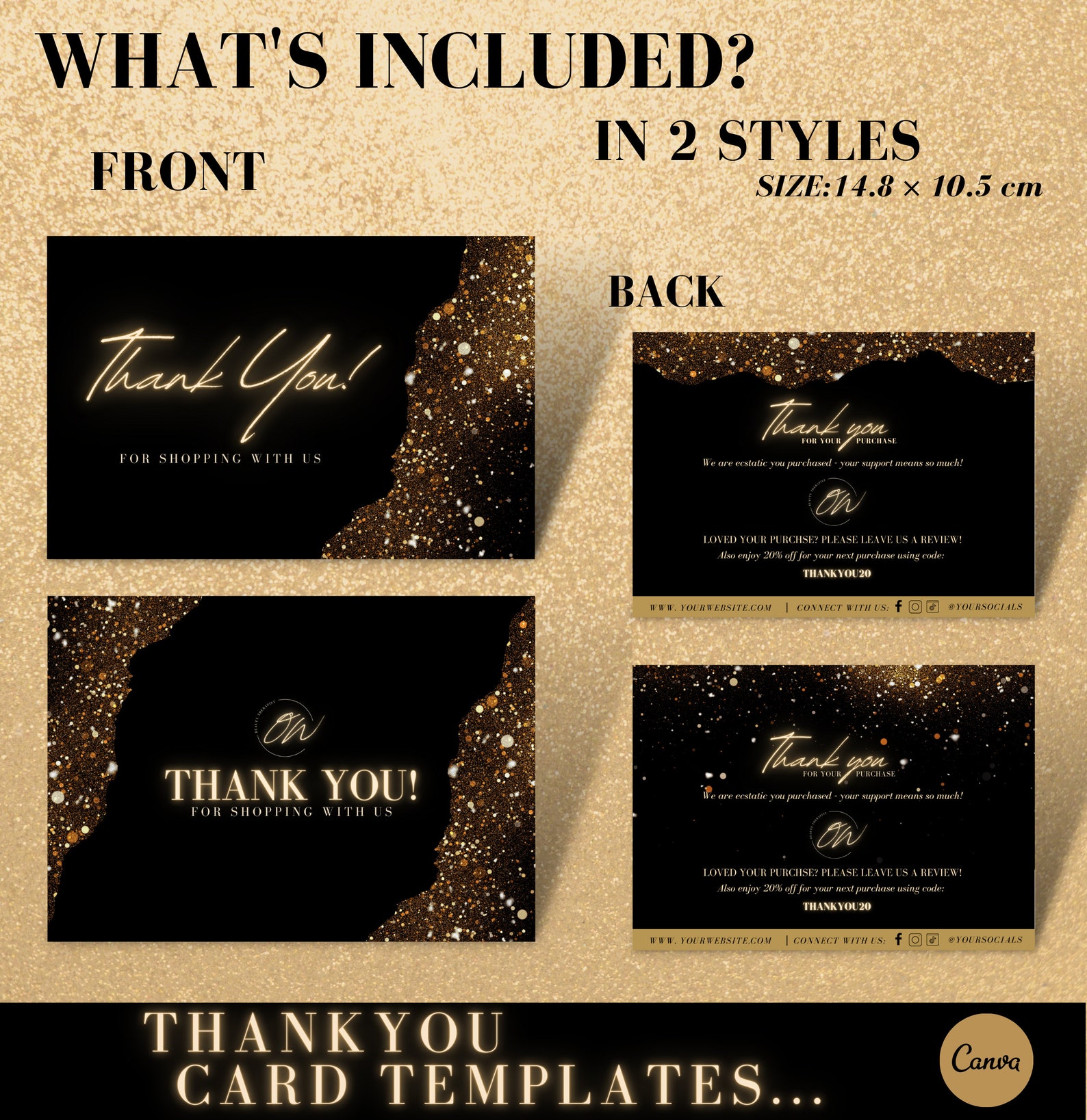 Black & Gold Girl Beauty Branding Kit Canva DIY Editable - Etsy UK