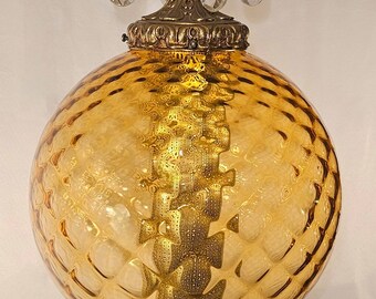 Vintage XL Golden Amber Swag Light Venini Glass