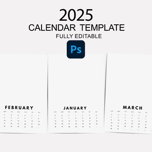 2025 Fully Editable Calendar Template, Photoshop Template, DIY Calendar ...
