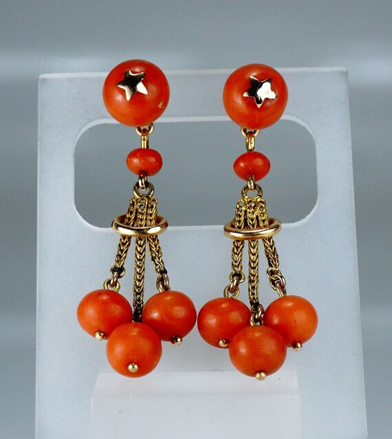 18 Carat Gold Coral Earrings - Etsy