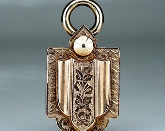 Reserved for Laurie - Antique Victorian Silver Rose Gold Fob Locket Pendant