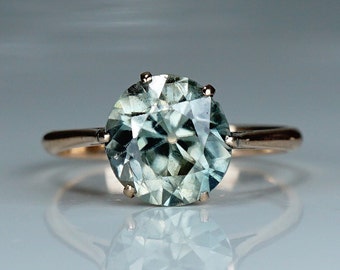 Antique Victorian 14 Carat Rose Gold Blue Zircon Engagement Promise Ring