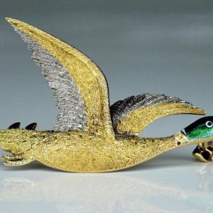 Antieke edwardiaanse 18/15 karaat gouden emaille pin broche