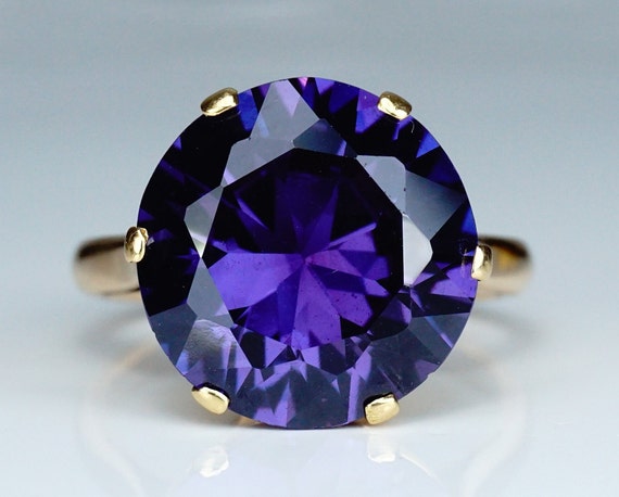 14K Yellow Gold Mens Created Sapphire 1/20 carat Diamond Ring | United  Kingdom