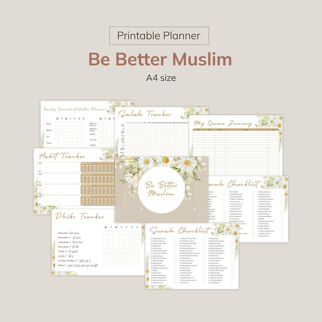 Muslim Planner Floral | Printable Planner | Salah Tracker | Quran ...