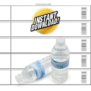Blank Water Bottle Label Template (Fits 8 oz. and 16 oz. bottles)