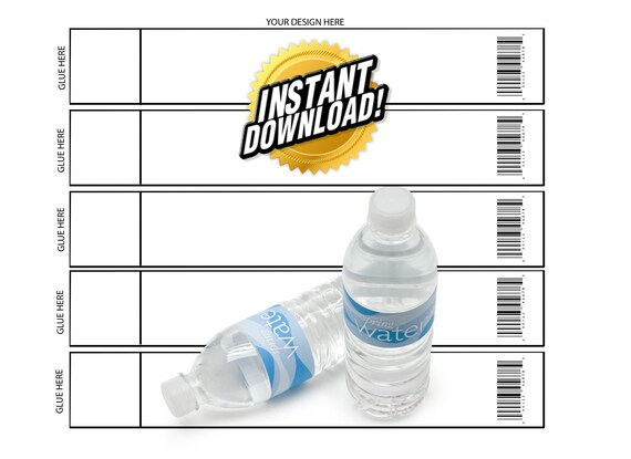 Blank Water Bottle Label Template fits 8 Oz. and 16 Oz. Bottles 