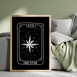 The Star Tarot Card Wall Art, Hope & Inspiration Print, Minimalist Tarot Poster, Celestial Home Decor, Gift for Tarot Readers
