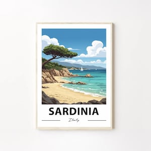 Impression voyage Sardaigne Italie, décoration murale Sardaigne, affiche Italie, impressions voyage Italie, impression d'art Sardaigne, Illustration Sardaigne, affiche Italie