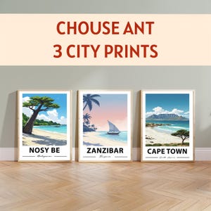 Travel Prints Set Of 3 City Posters, Custom Travel Decor, Personalized Wall Art, Travel Poster Personalized Gift, Any Place Travel Print