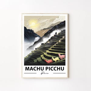 Machu Picchu Peru Poster, Andean Ruins Wall Art, South American Travel Decor Print, Peru Travel Poster, Machu Picchu Wall Poster, Peru Art