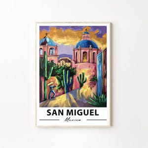 San Miguel Mexiko Poster, Wandkunst aus der Kolonialzeit, Mexikanische Kultur, Dekordruck, Mexiko Reiseplakat, Mexiko Wohnkultur, Mexiko Hauswandplakat