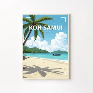 Koh Samui Thailand Travel Print, Koh Samui Wall Decor, Thailand Poster, Thailand Travel Prints, Koh Samui Art Print, Koh Samui Illustration