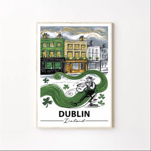 Dublin Wall Art Print, Ireland Travel Poster, Irish Architecture City Vibes, Modern European City Decor, Dublin Ireland Art, Physical Print