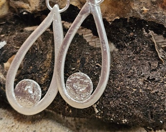 Silver (.999) dangle oval earrings