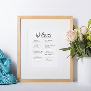 Airbnb Welcome Sign, Vacation Rental Printable, Editable Template, Guest Arrival Poster, Things to Know, House Rules, Wifi Info Sheet, VRBO