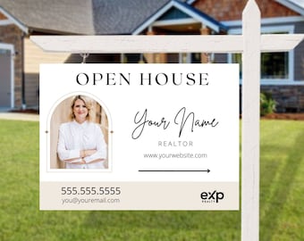 Open House Sign Template, Real Estate Open House Sign, Open House Yard Sign Template, Canva Open House Sign Template
