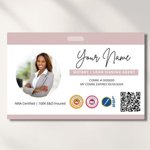 Horizontal ID Badge Notary and Loan Signing Agent ID Badge Template