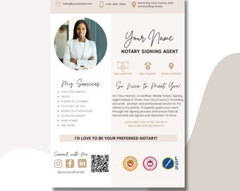 DIY Flyer Template, Canva Template For Notary Signing Agents, Marketing for Notary Public