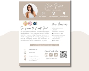 DIY Flyer Template, Canva Template For Notary Signing Agents, Marketing for Notary Public