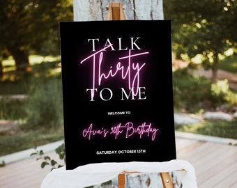 Talk Thirty To Me Sign, Talk Thirty To Me Welcome Sign, 30th Birthday Welcome Sign, 30th Birthday Sign, Editable Template