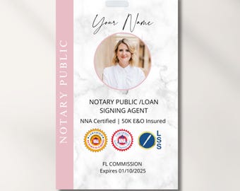 Notary ID Badge , Notary Templates ,Notary Signing Agent ,Loan Signing Agent ,Notary Marketing Template ,Notary Design