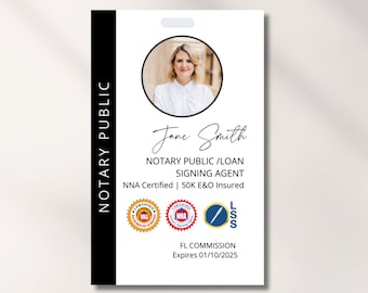 Notary ID Badge | Notary Templates | Notary Signing Agent | Loan Signing Agent | Notary Marketing Template | Notary Design