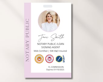 Notary ID Badge | Notary Templates | Notary Signing Agent | Loan Signing Agent | Notary Marketing Template | Notary Design
