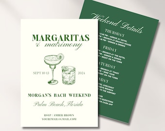 Margs and Matrimony Bachelorette Invite Template, Margaritas and Matrimony Schedule, Bach Weekend Itinerary, Bachelorette Weekend Invitation