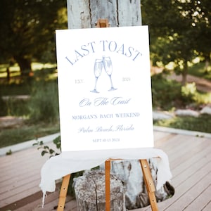 Last Toast On The Coast Bachelorette Welcome sign,Last Toast On The Coast , Bach Weekend Itinerary,Bachelorette Weekend,Bachelorette Decor