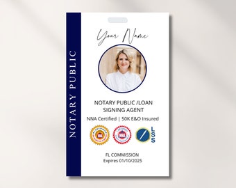 Notary ID Badge | Notary Templates | Notary Signing Agent | Loan Signing Agent | Notary Marketing Template | Notary Design