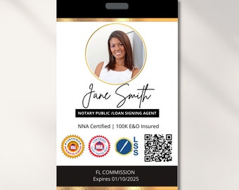Black & Gold Notary ID Badge Template