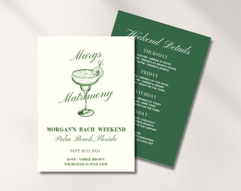 Margs and Matrimony Bachelorette Invite Template, Margaritas and Matrimony Schedule, Bach Weekend Itinerary, Bachelorette Weekend Invitation