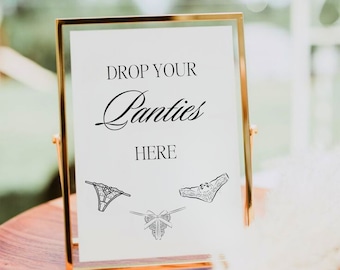 Drop Your Panties Here Sign And Card, The Panty Game, Lingerie Shower Game, Bachelorette Party Game, Bridal Shower Lingerie Game Template