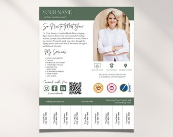 Tear Off Flyer for Notary Public Client Prospecting, Notary Branding, Loan Signing Agent, Notary Supplies, Canva Marketing Templates