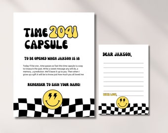 One Happy Dude Birthday Time Capsule, Retro One Happy Dude, One Rad Dude, Editable Digital Template, Instant Download