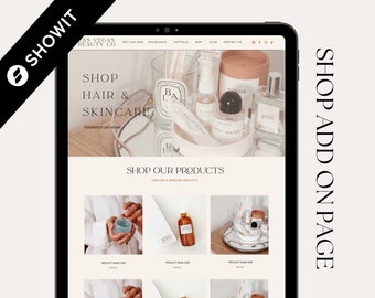 Showit Shop Page template, Showit Website Template, Shop Page Website, Showit Website Design, Ecommerce