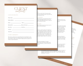 Photography Client Contract Template,Canva Template,Business Form For Photographers,Client Agreement,Photographer Marketing Form,Editable
