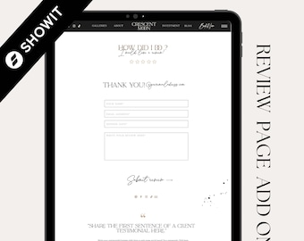 Showit Review Page template, Showit Website Template, Showit Add On Template, Showit Website Design, Showit