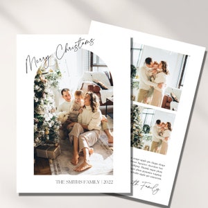 Tarjeta de Navidad con plantilla de fotografía Tarjeta de Navidad imprimible Tarjeta navideña con foto Descarga de tarjeta de Año Nuevo editable Templett con imágenes