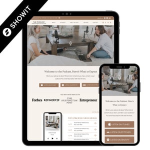 Podcast Showit Template, Podcast Landing Page, Website Template, ShowIt Website, Podcast Website, Customizable Website Template