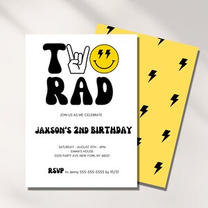 Zwei Rad Einladung Junge, 2nd Birthday, Smile Face, bearbeitbare Vorlage, Bday Invite, Instant Download, Kids Party, Digital